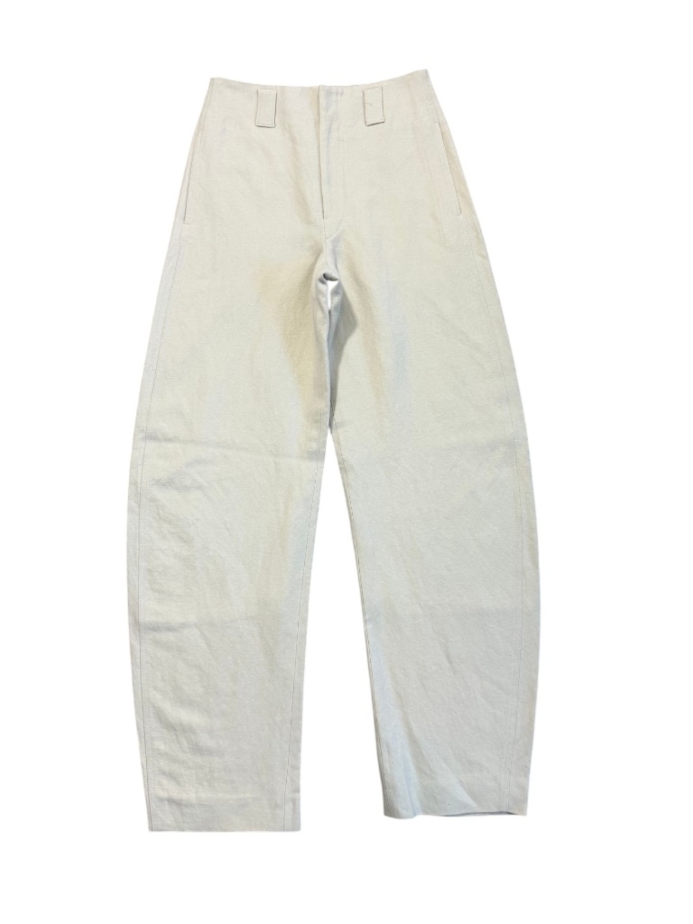 LEMAIRE Curved Pant Overcast Grey Linen Wool High Rise Barrel Leg EU 38 US 6